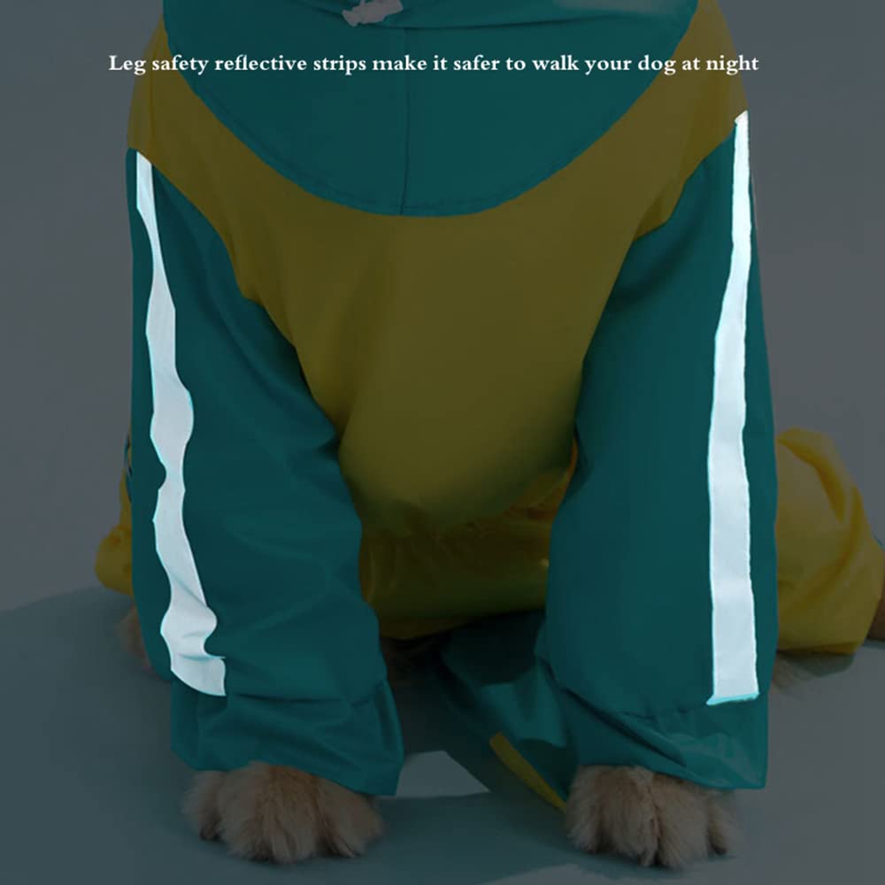 płaszcz przeciwdeszczowy dla psa, All Inclusive Duży płaszcz przeciwdeszczowy dla psa Ochrona brzucha Kombinezon Cztery nogi Ochraniacz ogona Złoty wodoodporny(6xl)