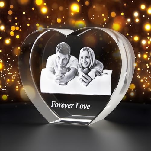 Personalisierter 3D Kristall-Bilderrahmen, 3D Glasfoto Personalisiertes Geschenk mit Ihrem Eigenen Foto für Frauen, Ehefrau, Männer, Mutter, Geburtstag,...