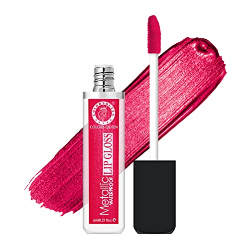 Image of Colors Queen Metallic Waterproof Lip Gloss | Lightweight Lip Gloss with High Shine | Glossy Liquid Lipstick with Shimmer for Smooth & Shiny Lips, Non-Sticky Formula (03 - Neon Carnival)