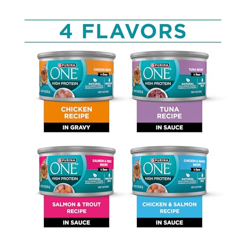 Purina ONE Natural,High Protein Cat Food Variety Pack,Chicken,Tuna,Salmon and Trout Recipes - 3 oz. Cans,(Pack of 48) - image 2
