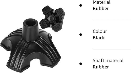 Miniatura 8 de supregear Punta de caña resistente  Base de goma antideslizante autosuficiente para bastón  Pie de repuesto estable de 4 puntas para bastón