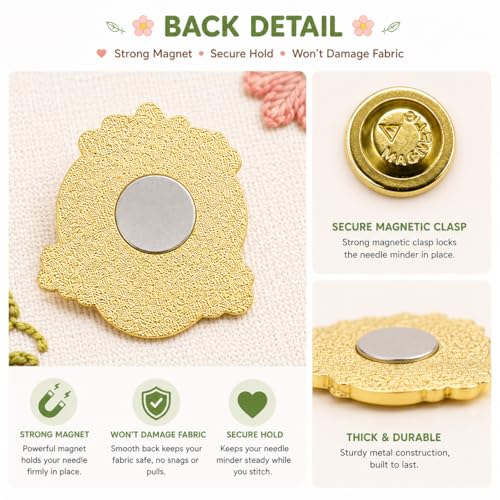Image of Funny Strawberry Needle Minder Magnet, Cute Magnetic Sewing Accessory with inchDoing My Berry Best inch Design for Embroidery, Needlepoint & Cross Stitch Projects