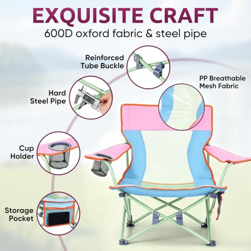 Image of HaSteeL Low Beach Chairs, 2Pcs Folding Camping Lawn Chairs - Colorful | Portable, Solid Construction, No Assembly Required, Perfect for Camping, Fishing, Picnic
