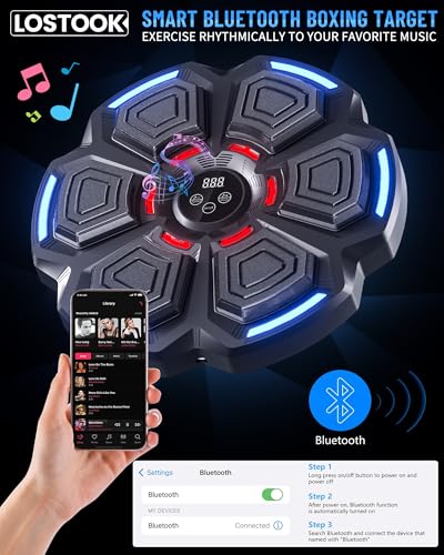 Image of Music Boxing Machine for Kids & Adults, Smart Bluetooth Sounding Punch Machine 9 Modes & 9 Speeds, Wall Mounted Boxing Trainer for Home,Office and Gym