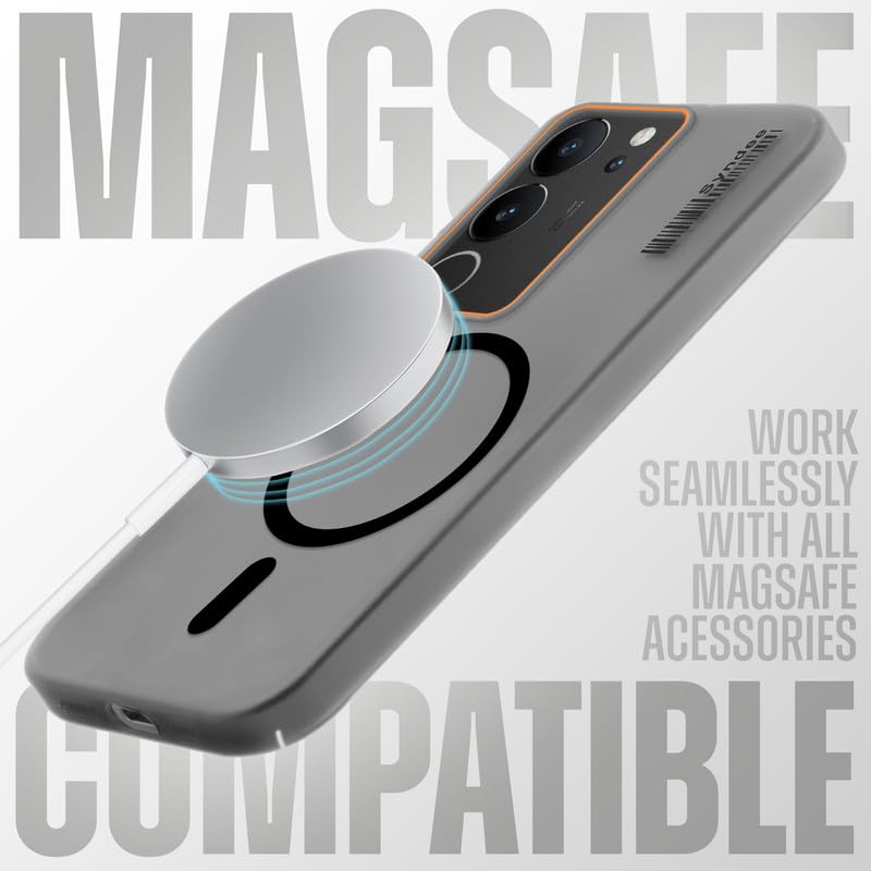 Image of Mr. Case Back Cover for Vivo V29 5G Sleek Frosted Translucent Back Only Compatible with Wireless Magnetic Accessories | Anti-Scratch Shockproof Phone Case - Black