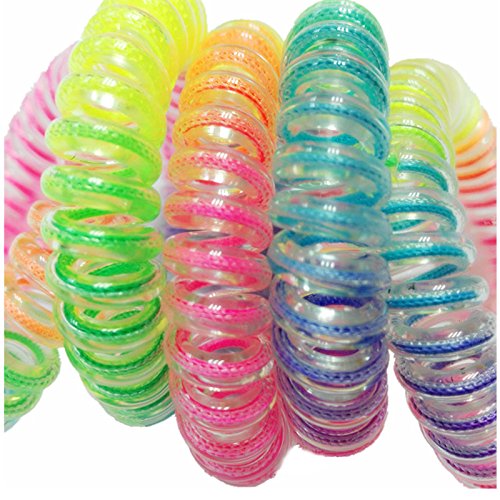 Sfamily 8Pcs Fashion Rainbow Color Soft Flexible Plastic Spiral Coil Wrist Band Key Ring Chain Telephone Line Wire Keychains #TOP2
