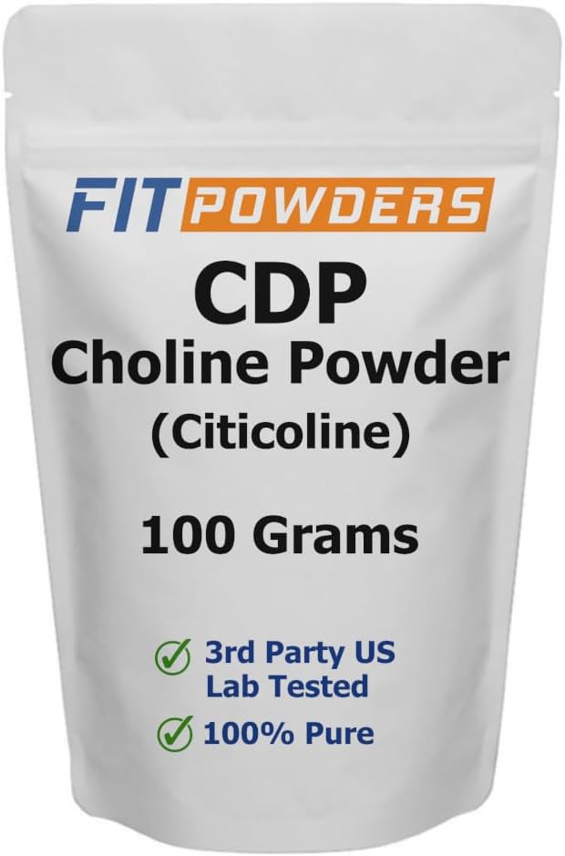 FitPowders Citicoline Powder, Pure CDP Choline with Scoop (100 Grams)