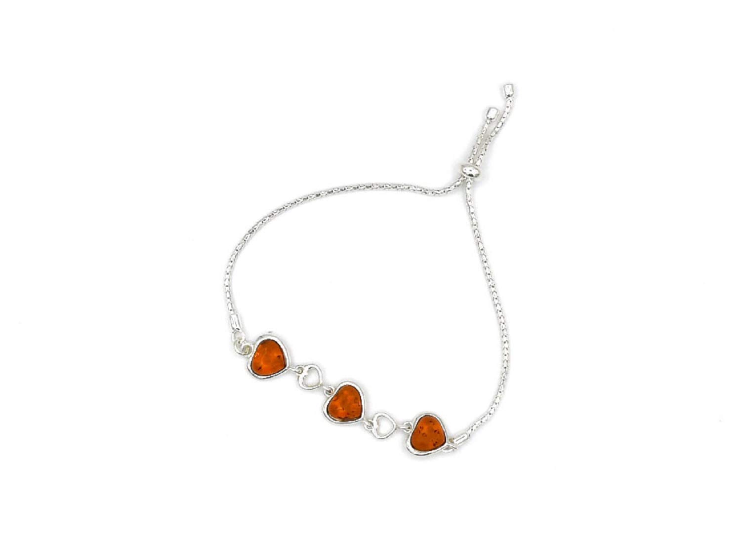 Bernsteinarmband Armband Bernstein Schmuck für Damen Herz Sterling Silber 925 Länge leicht regulierbar PMBER33