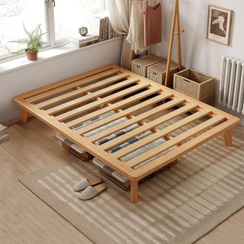NELYE Twin-XL Platform Bed Base - 14 Inch Solid Wood Mattress Foundation with Support Slats and Legs, Twin XL Size Rubberwood Simple Bed Frame