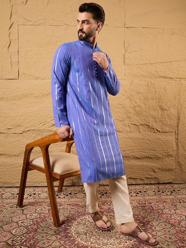 Image of Men's Embroidered Solid Calf Length Kurtas | Men | Kurtas for Mens | Straight Fit Kurta for Men's