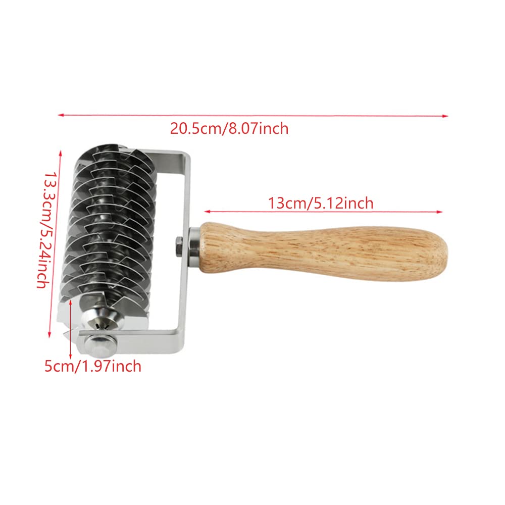 Cortador de masa de rodillo de acero inoxidable, rodillo de celosía para pizza, cortador de rodillo de celosía, mango de madera, herramienta de panadería para pastel herramienta para hornear DIY