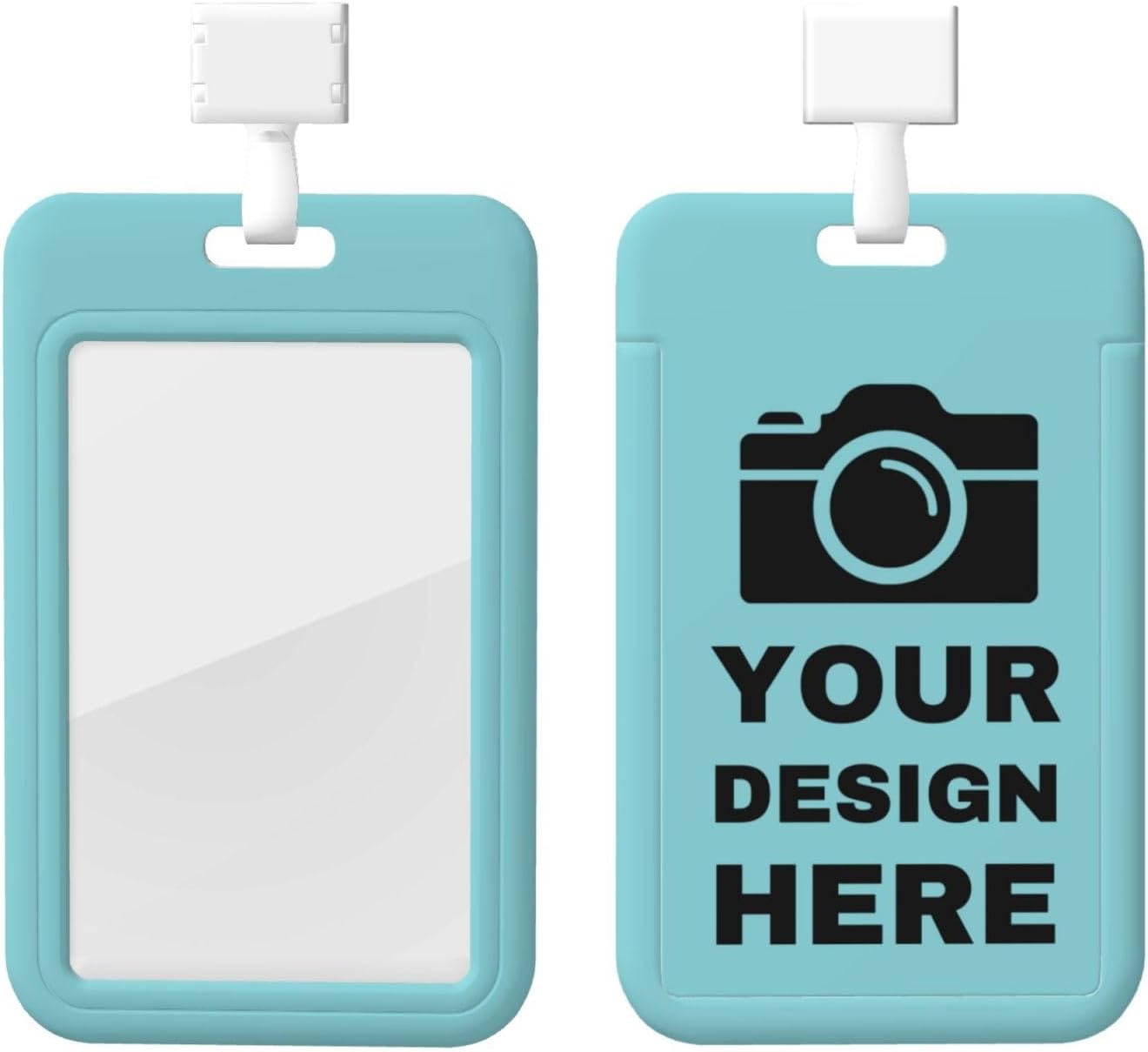Custom Id Badge Holder Personalized Lanyard Card Holders Create Your Own Photo Logo Text Customize Card Protector Cover Case for Medical Staffs Teacher Student Nurses Blue2 Vertical