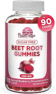 Sugar Free Nitric Oxide Beet Root Gummies (1500 mg)- Beet Root Chewables for Athletic Performance, Nitric Oxide Booster, Energy, Blood Flow and Circulation - 90 Beets Root Gummy Chews.
