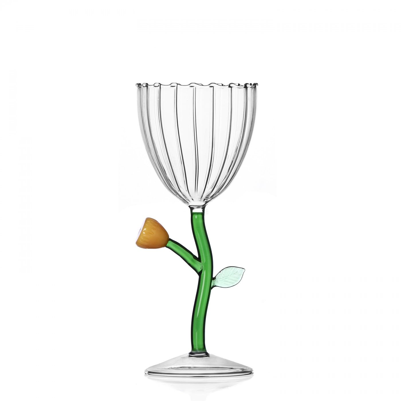 Ichendorf Milano Transparent Amber Green Ichendorf Botanica Optical Goblet Amber Flower