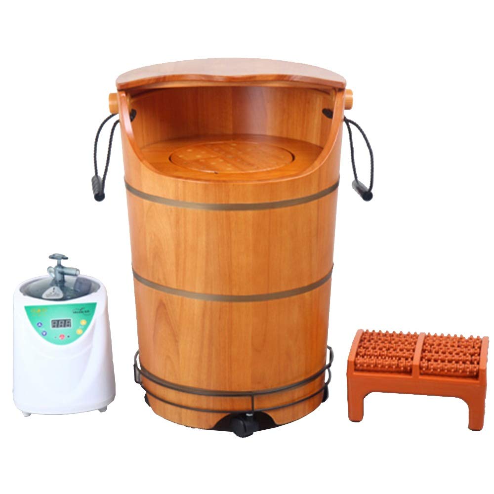 Barile per pediluvio Barile per pediluvio, Barile di Rovere Barile per fumigazione Barile per pediluvio in Legno Spina per Uso Domestico con Coperchio Massaggio Seduta Barile per fumigazione