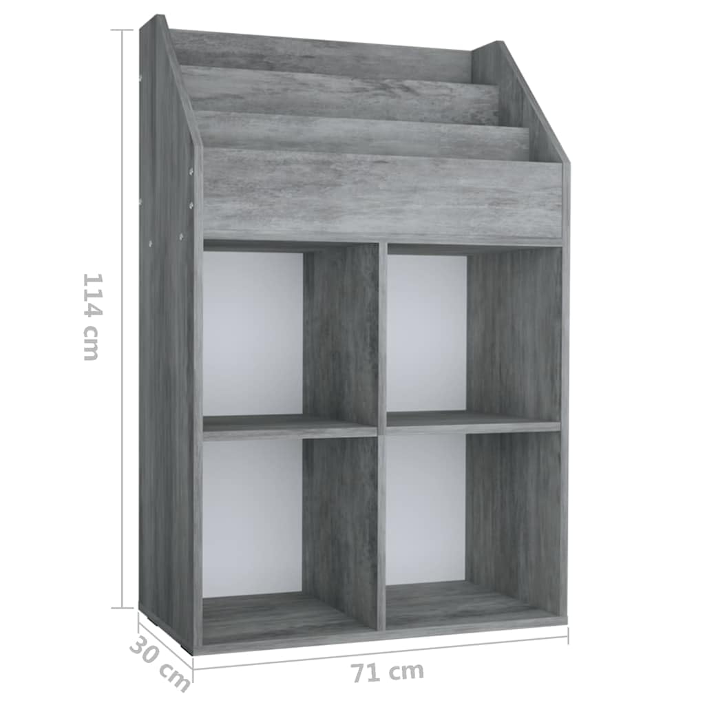 Libreria per bambini in truciolato, 71 x 30 x 114 cm, con 7 ripiani, versatile portariviste e portariviste per soggiorno, ufficio