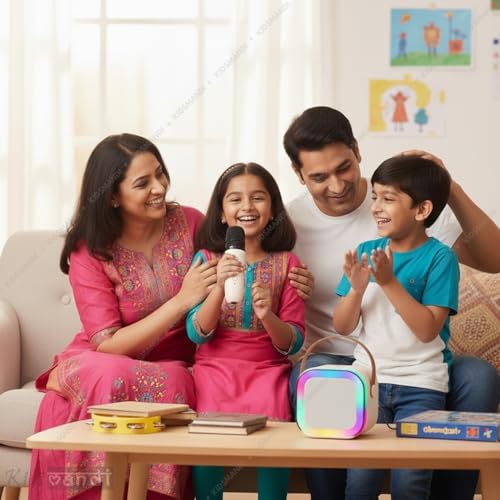 Image of Kids Mandi Mini Karaoke Machine for Kids | Portable Bluetooth Speaker with Wireless Microphone | Fun Singing & Music Toy for Boys & Girls (Multicolour)