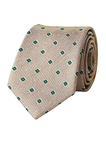 WANYING Verde 8cm Cravatta Uomo Moda Jacquard Tessuta Standard Cravatte Business Casual Formale Matrimonio Festa Retrò - Verde/Beige Motivo Quadrato