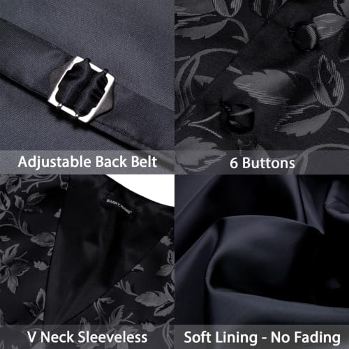 Image of Barry.Wang Formal Men Flower Vest Paisley Jacquard Silk Ties Suit Waistcoat Set Wedding 5PCS