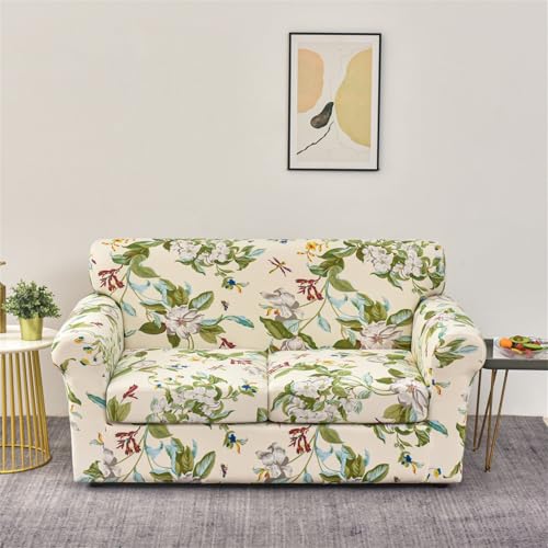 Mateju Housse de Canapé, Imprimé Floral Housse Canapé Extensible, Housse Canapé avec Housse de Coussin de Siège Séparée, Protege Canape Doux et...