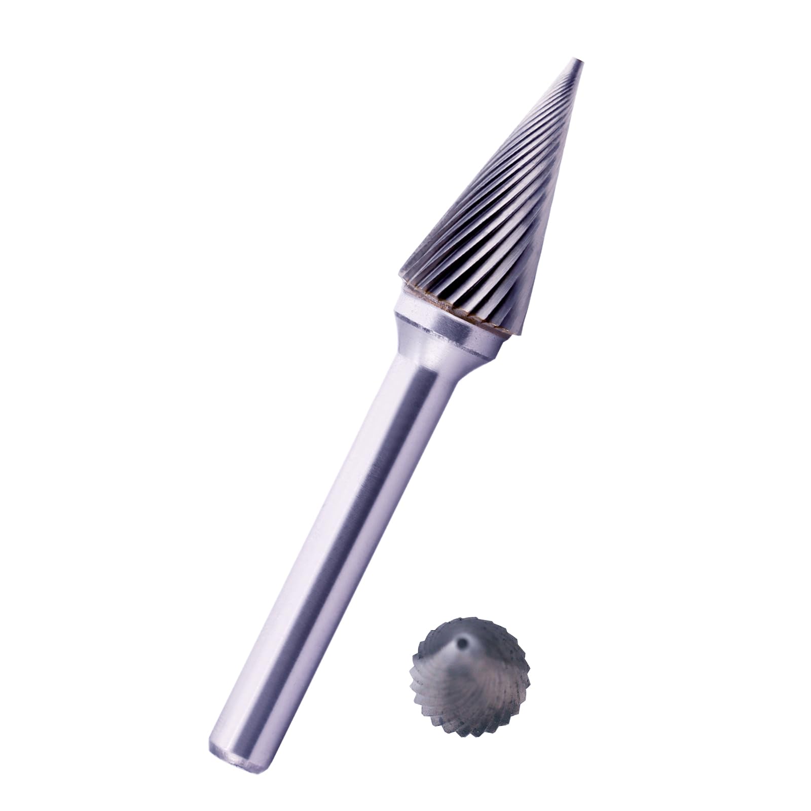 Tungsten Carbide Burr Bit 1/4" Shank Flame Sharp End Single Flute Carbide Rotary File Bits for Metal Working, Deburring, Grinding, Polishing, Carving and Engraving — Amazon image 10