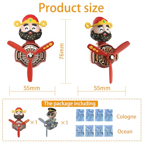 Image of 2Pcs Car Air Fresheners, Cute Bear Pilot Automotive Air Outlet Creative Car Perfume Diffuser, Automotive Accessories Air Vent Decoration with 8 Fragrant Tablets (Silver 2+Red 3)