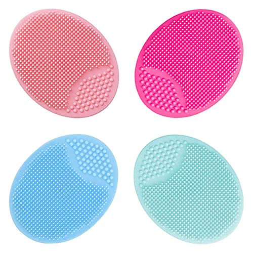 Silicone Face Scrubber, Silicone Face Cleanser Brush 4 Pack, Super Soft Manual Facial Cleansing Brush for Exfoliating, Pores, Massage and Blackhead Removing, for Sensitive, Oily, Dry, All Skin Types