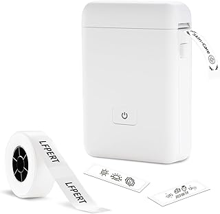 LFPERT Label Maker Machine with Tape - HP2 Portable Bluetooth Label Printer for Storage, Office, Home, Mini Smart Phone Handheld Sticker Printer with Multiple Templates Font Icon (White)