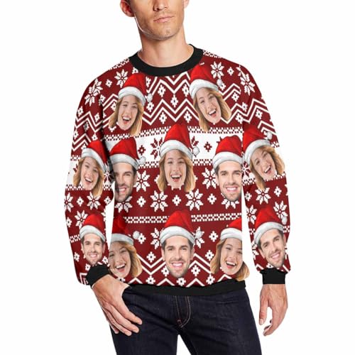 M YESCUSTOM Custom Ugly Christmas Sweatshirt for Men Personalized Face Sweater Funny Pullover Shirt Tops Crewneck Sweatshirts