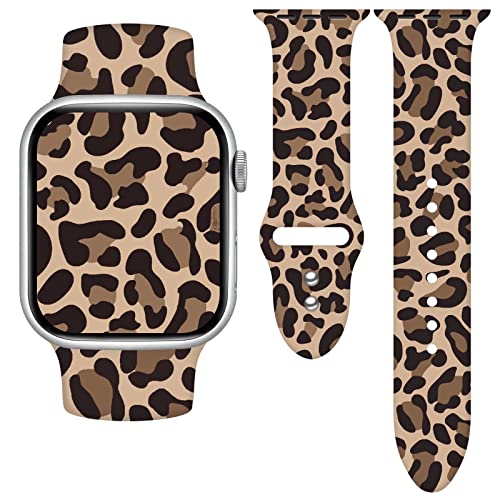 Vieeki Brown Leopard Sport Watch Band Compatible with Apple Watch 38mm 40mm 41mm 42mm Women...