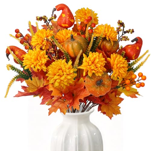 Image of 3Pcs Fall Flowers Artificial for Decoration Fall Cemetery Flowers for Grave