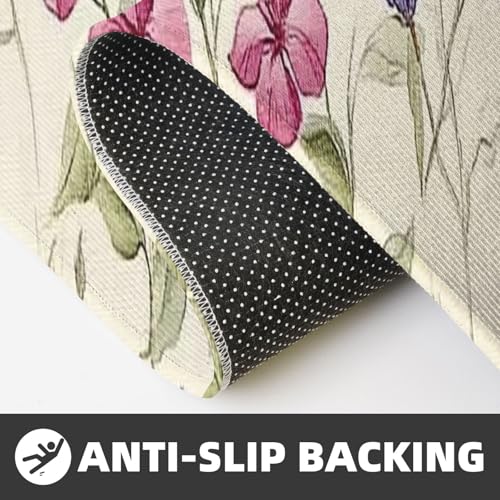 Cómodos tapetes de pie antideslizantes con diseño de orquídeas para cocina 6
