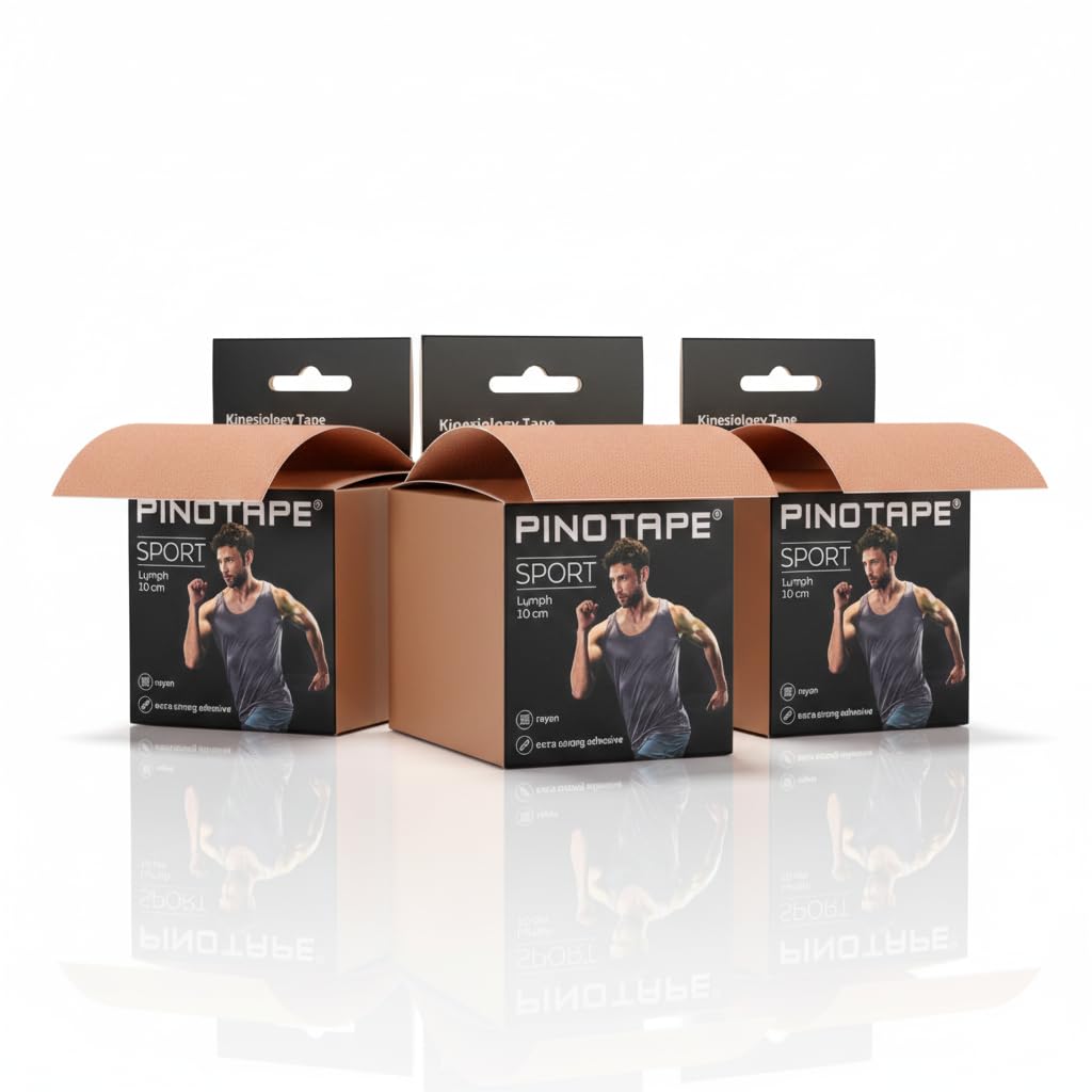 Pinotape Sport - Nastro linfatico XXL, beige chiaro, 10 cm x 5 m, confezione da 3