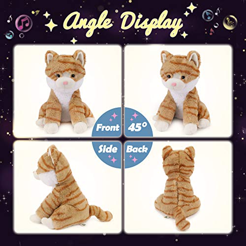 Hopearl Led Musical Stuffed Kitty Light Up Singing Plush Cat Adjustable Volume Lullaby Animated Soothe Birthday Festival For Kids Toddler Girls, Orange, 12.5'' #TOP2