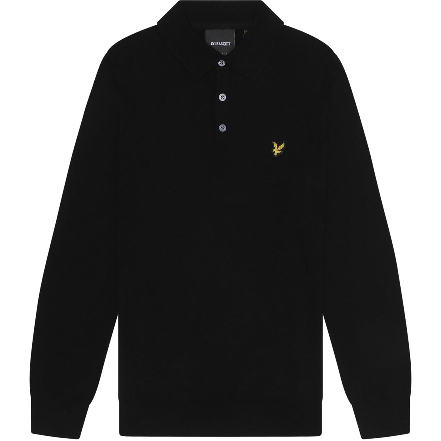 Lyle & Scott Mens Long Sleeve Knit Polo Jet Black XL