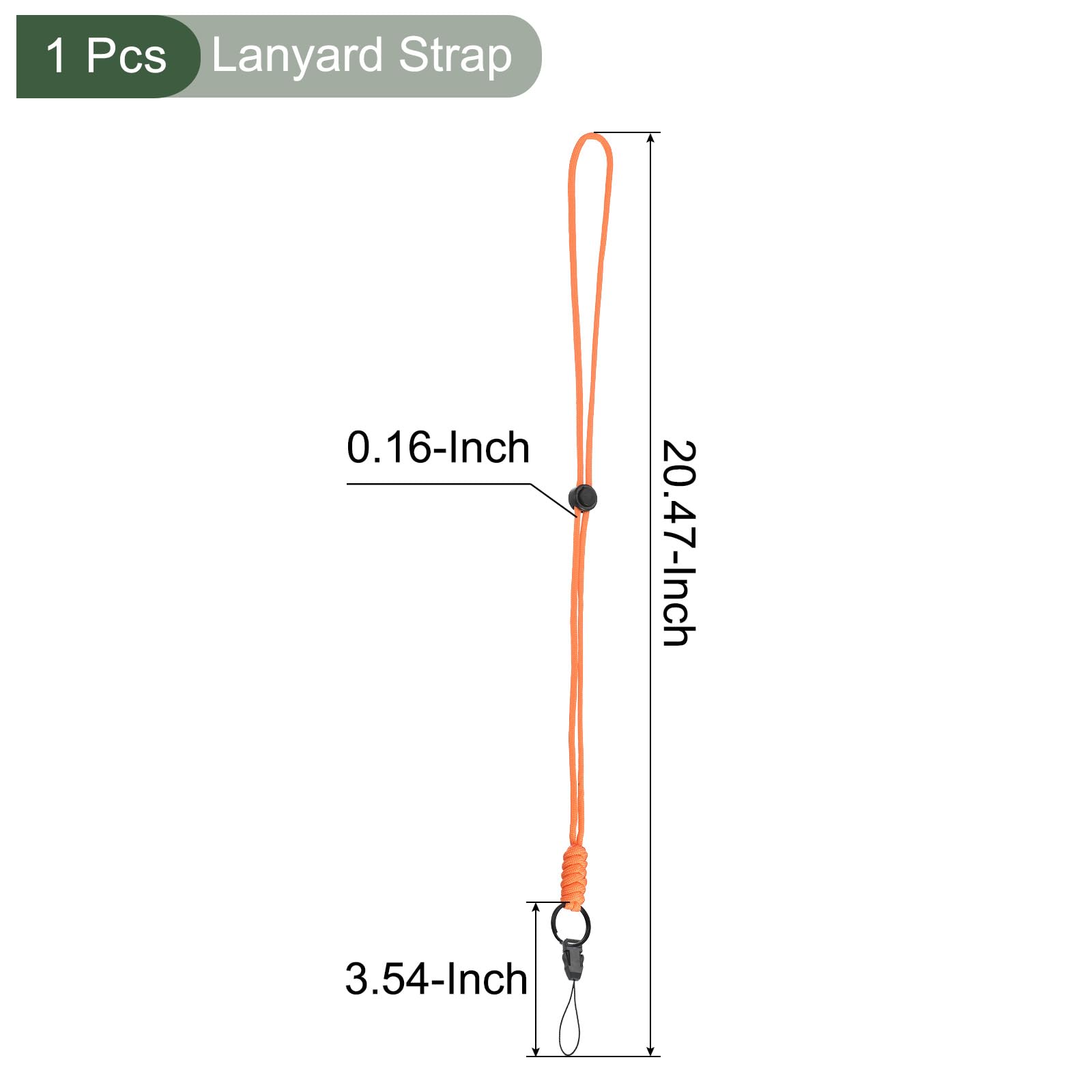YOKIVE 1 Pcs Paracord Lanyards, Necklace Keychain Cord Metal Clasp Hooks Ring Straps, Orange, 20.5 Inch - Image 2