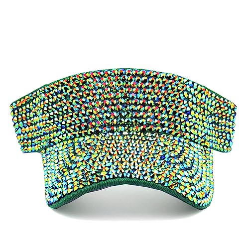 Image of Gudessly Shiny Rhinestones Sport Sun Visor Adjustable Summer Cap Visor Caps for Women Men