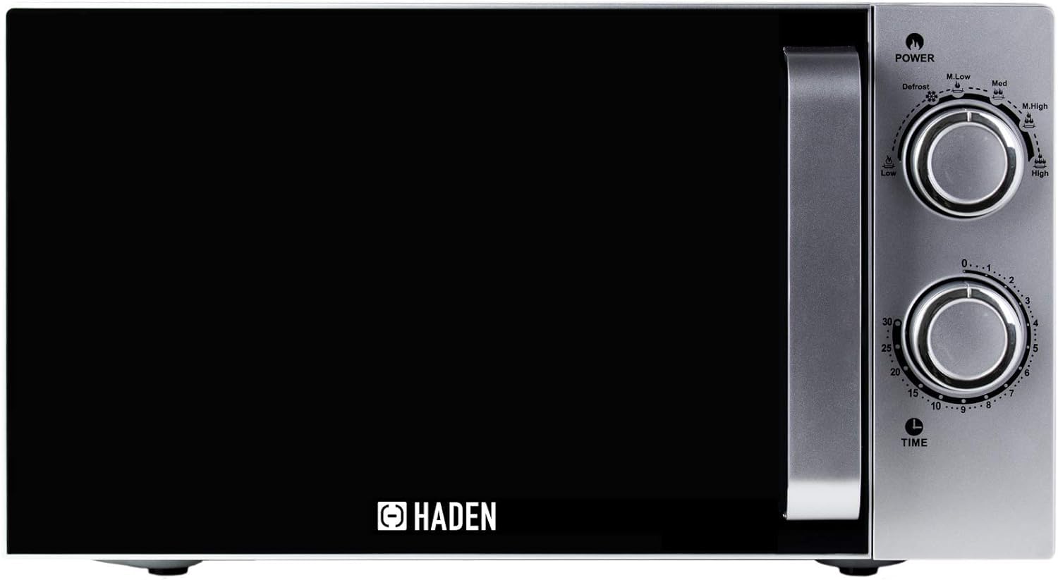 Haden Silver Chester Solo Microwave - 20L, 700W, 6 Power Levels, 30Mins Timer - Easy To Clean Interior