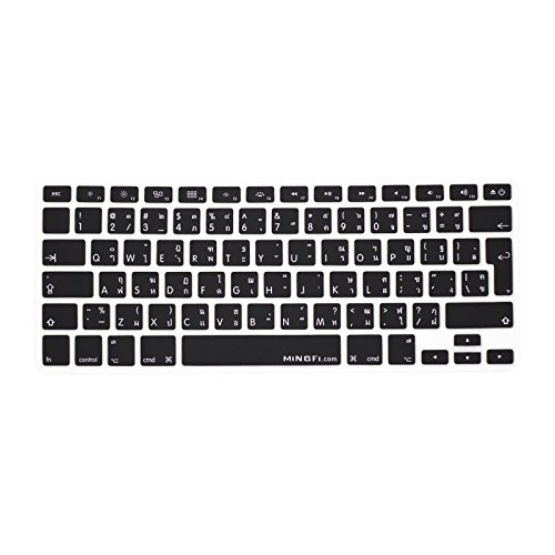 MiNGFi Thai Silicone Cubierta del Teclado para MacBook Pro/Air (2008-2015) Modelo A1278 A1286 A1369 A1398 A1425 A1466 A1502 EU/ISO Diseño del Teclado - Negro Cover