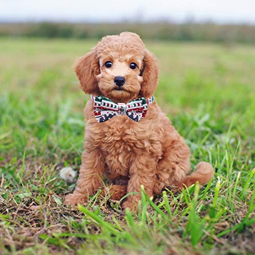 Coleira de cão de gravata borboleta de Natal com estampa colorida pequena coleira de animal de estim