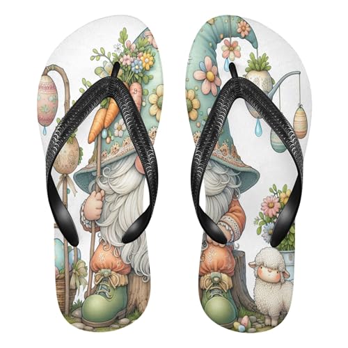 Burbuja Easter Gnome Flip Flops for Women Men, Soft Thong Sandals Rubber Slippers for Pool Beach Essentials