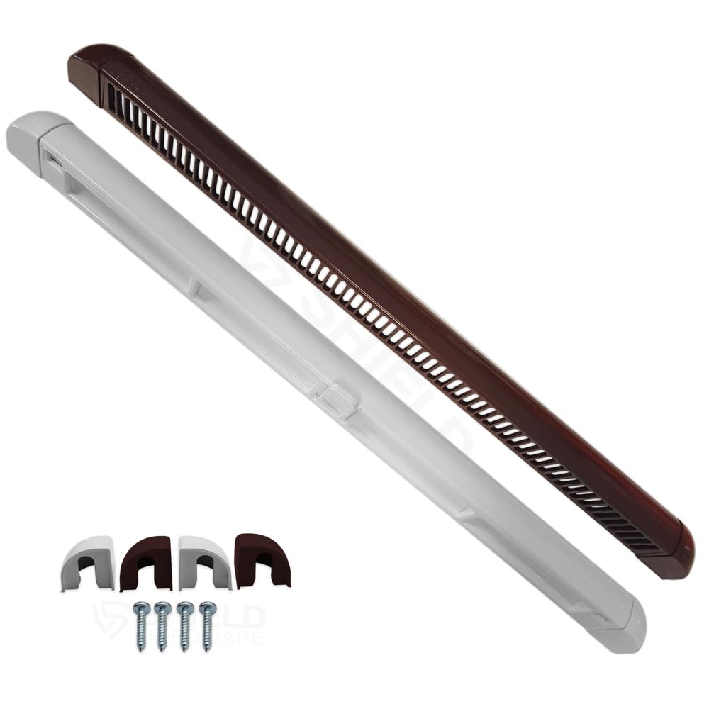 Window Trickle Vents - Reduces Condensation, Damp & Steam - Complete Replacement Kit for uPVC, Wood & Aluminium Brown - White 300mm