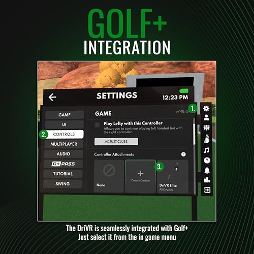 deadeyevr - drivr elite mini - golf club for virtual reality - realistic vr golf simulator handle - adjustable weighted vr golf club grip for enhanced play