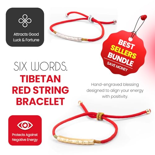 Image of Buddha & Karma Tibetan Red String Bracelet - Handmade Buddhist Lucky Charm for Protection, Good Fortune & Positive Energy - Spiritual Bracelet for Men & Women - Adjustable Bracelets for Daily Wear