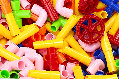 Image of AEXONIZ TOYS Pipe Puzzle Building Blocks Toy Set for 3-8 Years Old Kids Boys & Girls, Random Color (75 Piece) (Pipe Shape Building Block)