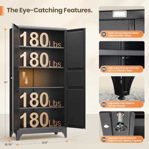 Image of Yizosh Metal Pantry Storage Cabinet Kitchen Cabinet Kitchen Pantry