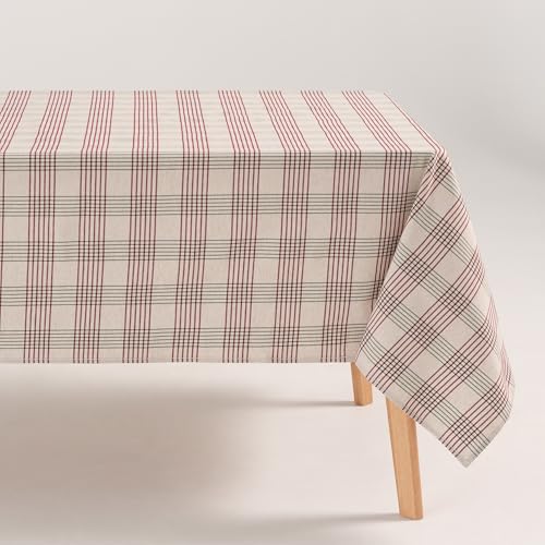GAMUSI Mantel Navidad Cuadros Lino Estampado Rectangular Tela algodón 140x240 cm