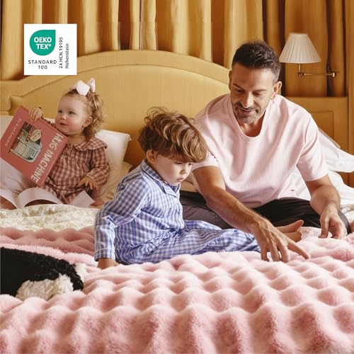 Image of Bedsure GentleSoft Fluffy Fuzzy Twin Blanket, Soft Cozy Fleece Faux Fur Blanket, Pink Decorations Coloring Couch Cover, Thick Warm Plush Women Men Birthday Gifts, Tie-dye Pink