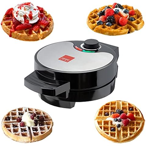 Global Gourmet - American Waffle Maker Iron Machine 700W I Electric I Stainless Steel Mould I Non-Stick Coating I Recipes I Deep Cooking Plates I Adjustable Temperature Control - Black Cover