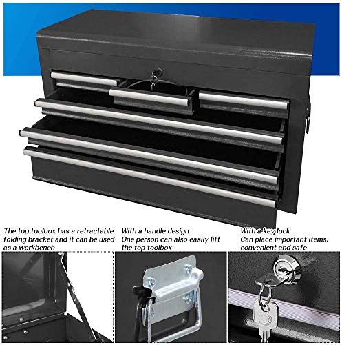 8-Drawer Rolling Tool Chest,Big Tool Chest and Tool Storage Cabinet,Tool Chest with 4 Wheels,Removable Portable Top Box with Lock Tool Chest for Garage and Warehouse (Black) - Thumbnail 7